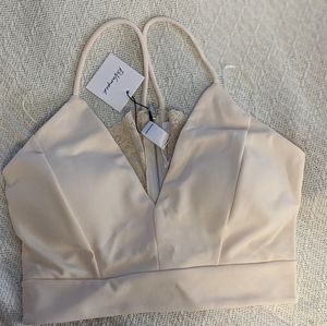 Cream Crop top with Front Padding a Lace Back